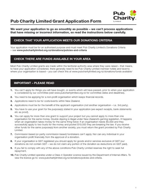 pub charity application|pub charity limited grants.